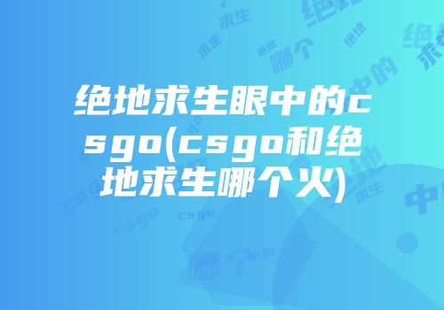 绝地求生眼中的csgo(csgo和绝地求生哪个火)