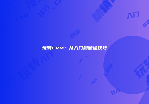 玩转CRM：从入门到精通技巧