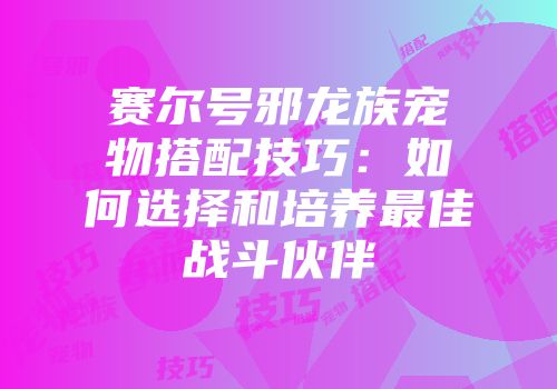 赛尔号邪龙族宠物搭配技巧:如何选择和培养最佳战斗伙伴