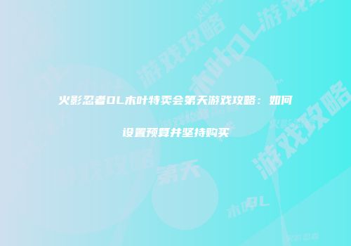 火影忍者OL木叶特卖会第天游戏攻略：如何设置预算并坚持购买