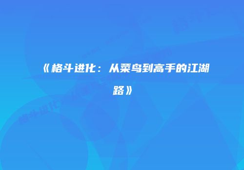 《格斗进化：从菜鸟到高手的江湖路》