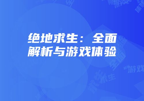 绝地求生：全面解析与游戏体验