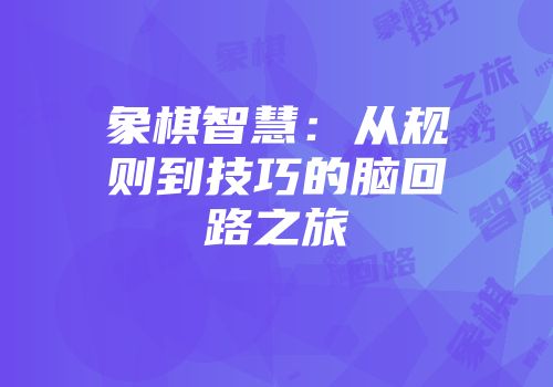 象棋智慧：从规则到技巧的脑回路之旅