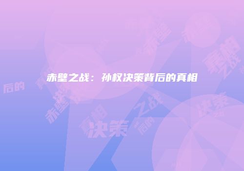 赤壁之战：孙权决策背后的真相