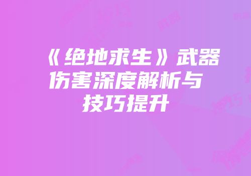 《绝地求生》武器伤害深度解析与技巧提升