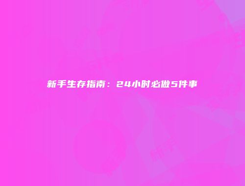 新手生存指南：24小时必做5件事