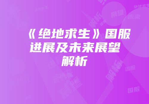 《绝地求生》国服进展及未来展望解析