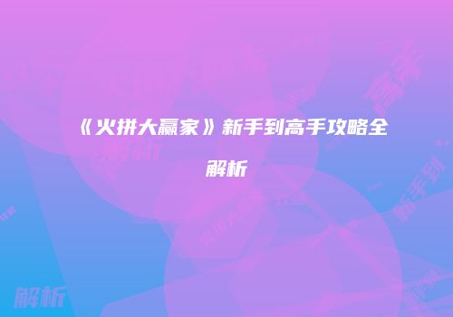 《火拼大赢家》新手到高手攻略全解析
