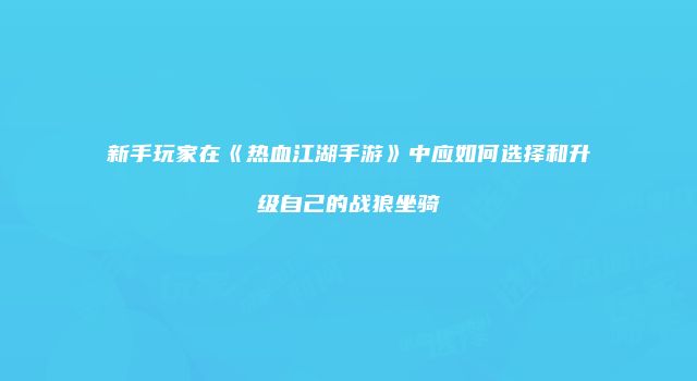 新手玩家在《热血江湖手游》中应如何选择和升级自己的战狼坐骑