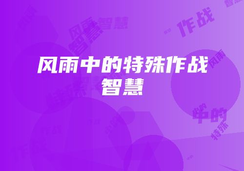 风雨中的特殊作战智慧
