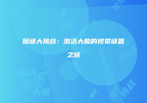 图谜大挑战：激活大脑的视觉谜题之旅