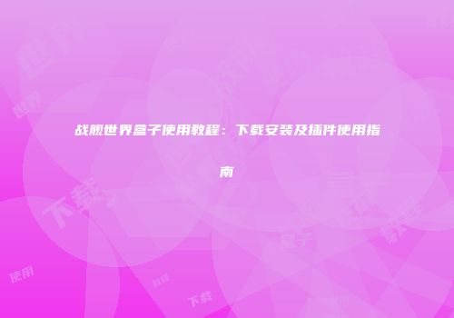 战舰世界盒子使用教程：下载安装及插件使用指南