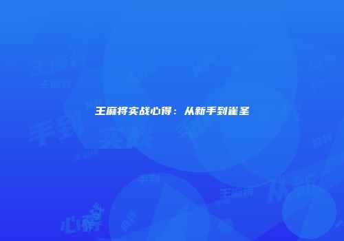 王麻将实战心得：从新手到雀圣