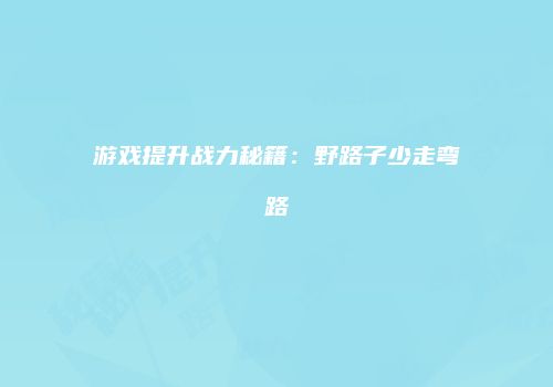 游戏提升战力秘籍：野路子少走弯路