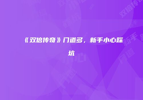 《双倍传奇》门道多，新手小心踩坑