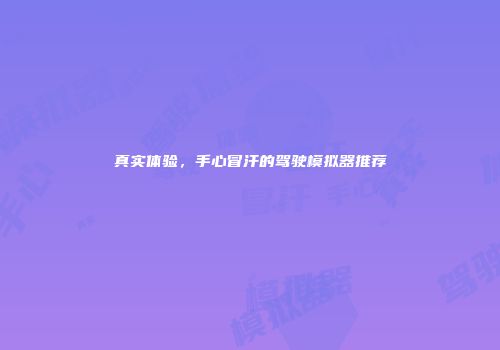 真实体验，手心冒汗的驾驶模拟器推荐