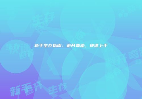 新手生存指南：避开弯路，快速上手