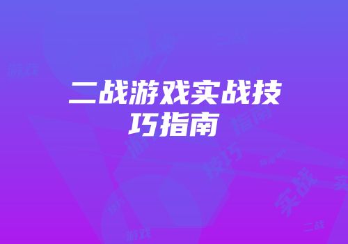 二战游戏实战技巧指南