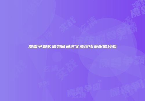 魔兽争霸玄清如何通过实战演练来积累经验