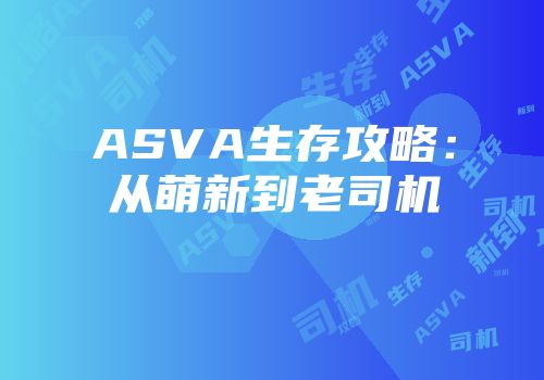 ASVA生存攻略：从萌新到老司机