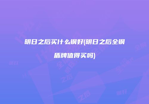 明日之后买什么钢好(明日之后全钢盾牌值得买吗)