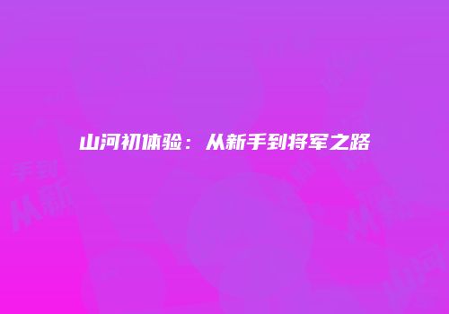 山河初体验：从新手到将军之路