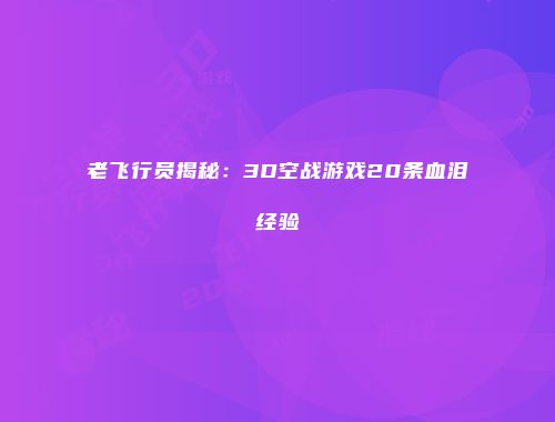 老飞行员揭秘：3D空战游戏20条血泪经验