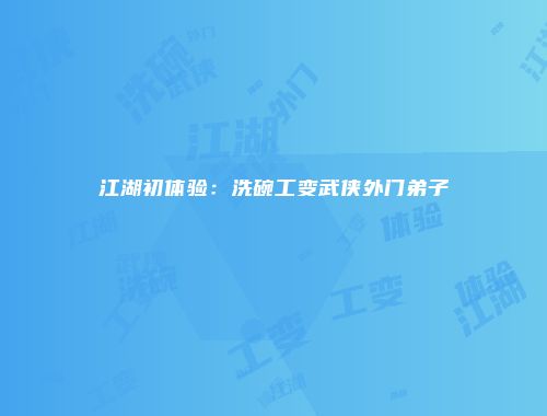 江湖初体验：洗碗工变武侠外门弟子