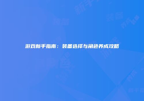 游戏新手指南：装备选择与角色养成攻略
