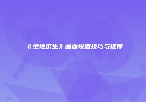 《绝地求生》画面设置技巧与推荐