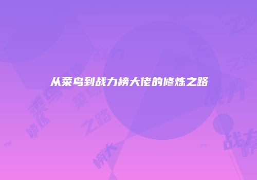从菜鸟到战力榜大佬的修炼之路