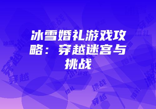 冰雪婚礼游戏攻略：穿越迷宫与挑战