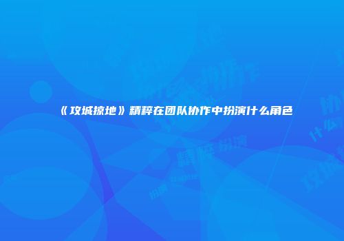《攻城掠地》精粹在团队协作中扮演什么角色