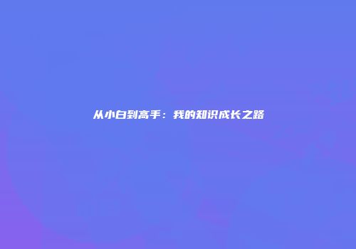 从小白到高手：我的知识成长之路