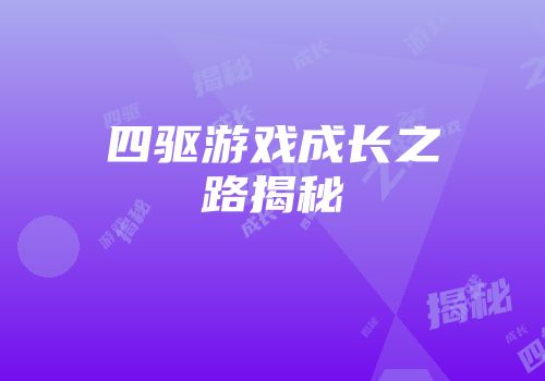 四驱游戏成长之路揭秘