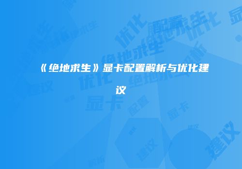 《绝地求生》显卡配置解析与优化建议
