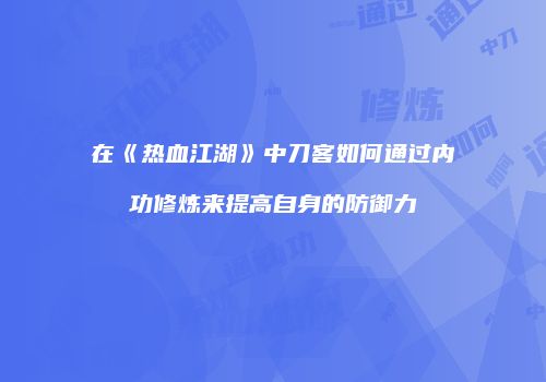 在《热血江湖》中刀客如何通过内功修炼来提高自身的防御力