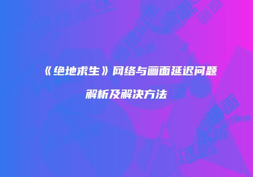 《绝地求生》网络与画面延迟问题解析及解决方法