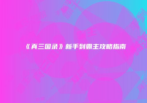 《真三国录》新手到霸主攻略指南