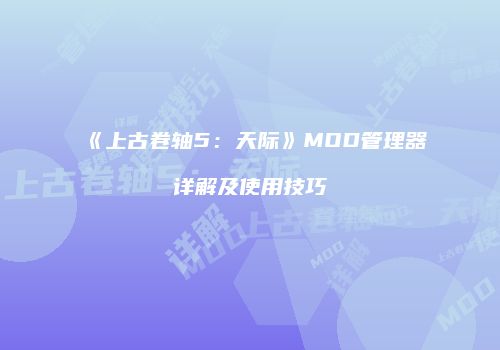 《上古卷轴5：天际》MOD管理器详解及使用技巧