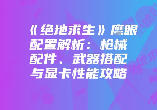 《绝地求生》鹰眼配置解析：枪械配件、武器搭配与显卡性能攻略