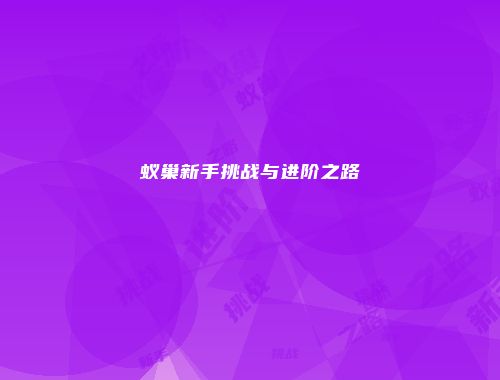 蚁巢新手挑战与进阶之路