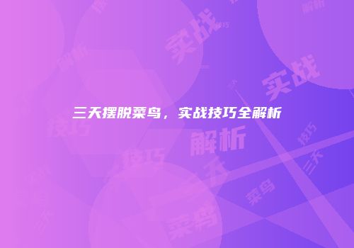 三天摆脱菜鸟，实战技巧全解析