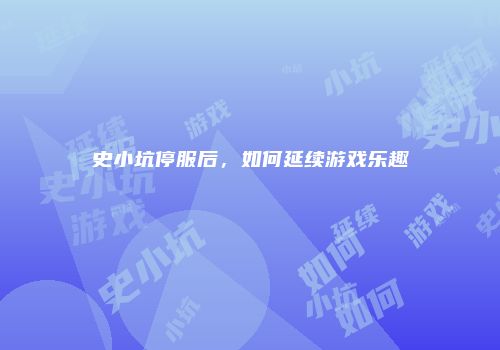 史小坑停服后，如何延续游戏乐趣