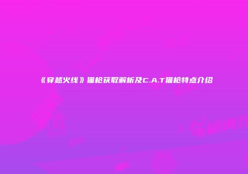 《穿越火线》猫枪获取解析及C.A.T猫枪特点介绍