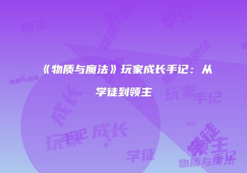 《物质与魔法》玩家成长手记：从学徒到领主
