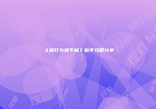 《提灯与地下城》新手攻略分享