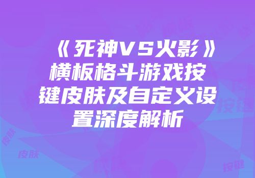 《死神VS火影》横板格斗游戏按键皮肤及自定义设置深度解析
