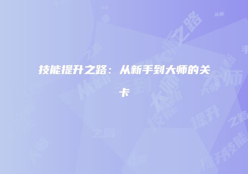 技能提升之路：从新手到大师的关卡