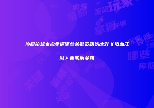 停服前玩家应掌握哪些关键策略以应对《热血江湖》官服的关闭